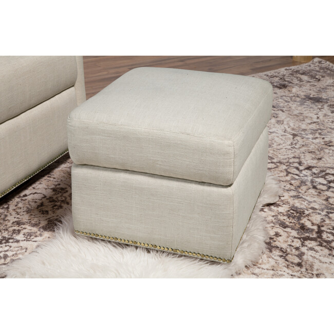 Harper Swivel Glider with Gliding Ottoman, White Linen - Nursery Chairs - 7