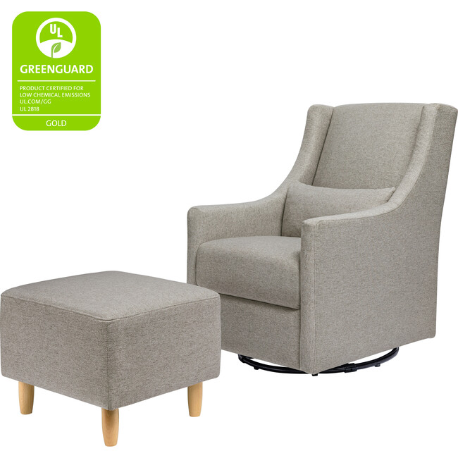 Toco Swivel Glider and Ottoman, Grey Eco-Performance Fabric - Nursery Chairs - 4