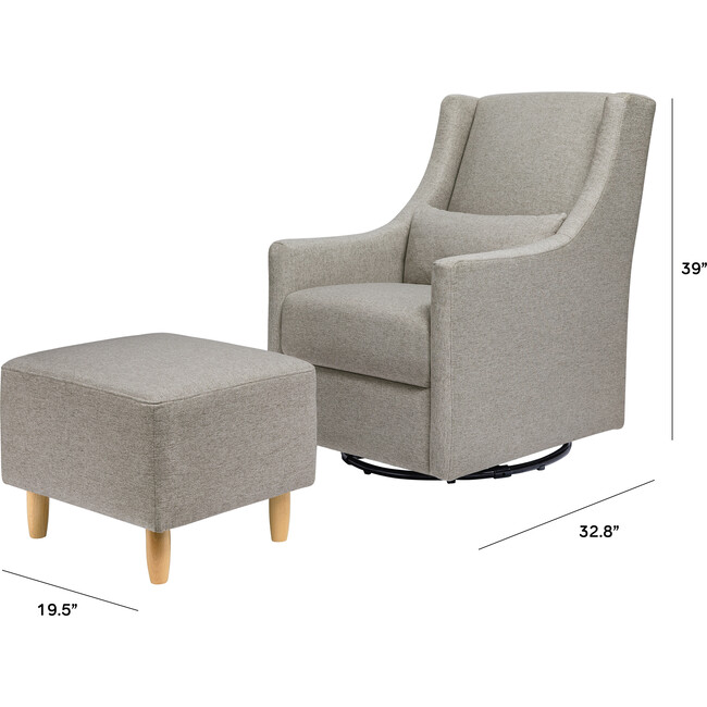 Toco Swivel Glider and Ottoman, Grey Eco-Performance Fabric - Nursery Chairs - 9