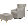 Toco Swivel Glider and Ottoman, Grey Eco-Performance Fabric - Nursery Chairs - 9