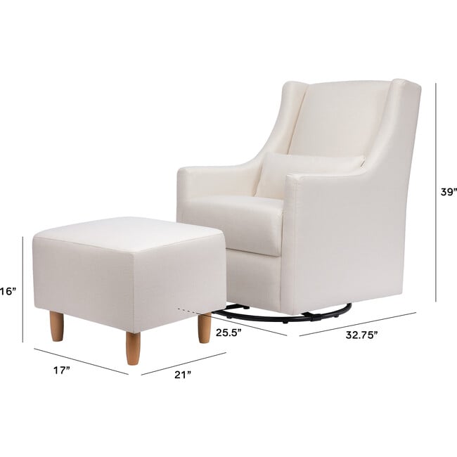 Toco Swivel Glider and Ottoman, Cream Eco-Performance Fabric - Nursery Chairs - 9