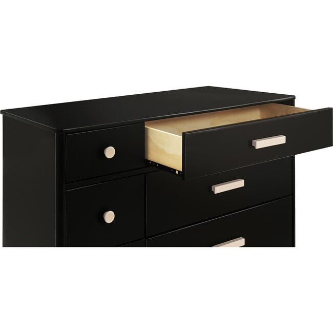 Lolly 6 Drawer Assembled Double Dresser, Black and Washed Natural - Dressers - 3