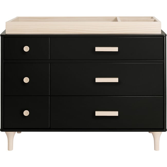 Lolly 6 Drawer Assembled Double Dresser, Black and Washed Natural - Dressers - 4