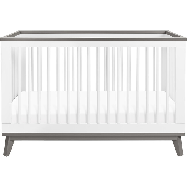 Scoot 3-in-1 Convertible Crib with Toddler Bed Conversion Kit, White/Slate - Cribs - 1