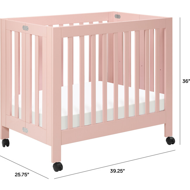 Origami Mini Crib, Petal Pink - Cribs - 8