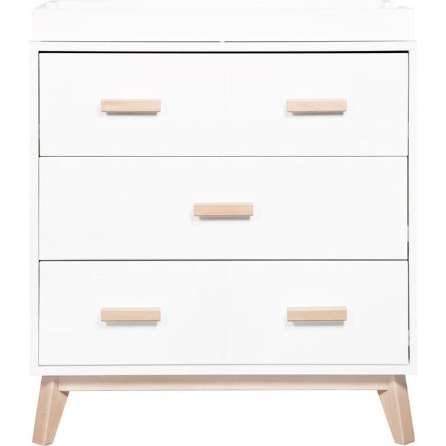 Scoot 3-Drawer Changer Dresser with Removable Changing Tray, White/Washed Natural - Dressers - 1