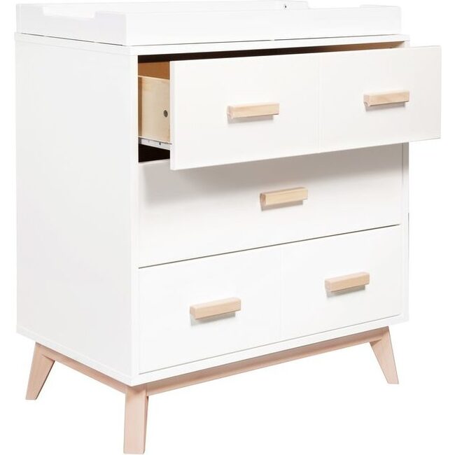 Scoot 3-Drawer Changer Dresser with Removable Changing Tray, White/Washed Natural - Dressers - 2