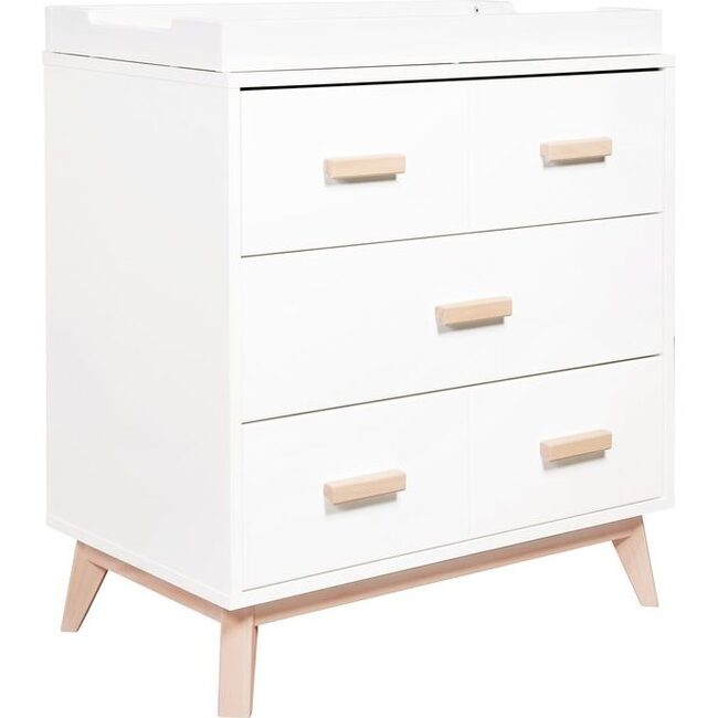 Scoot 3-Drawer Changer Dresser with Removable Changing Tray, White/Washed Natural - Dressers - 5
