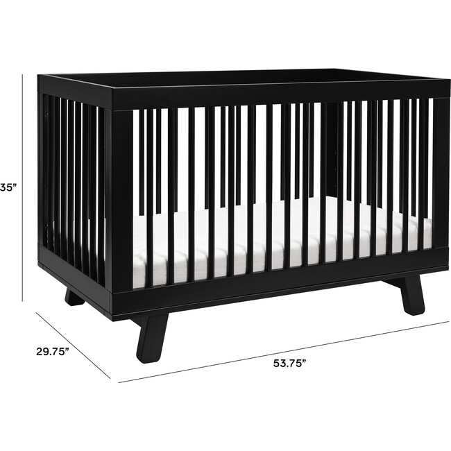 Hudson 3-in-1 Convertible Crib with Toddler Bed Conversion Kit, Black - Cribs - 9
