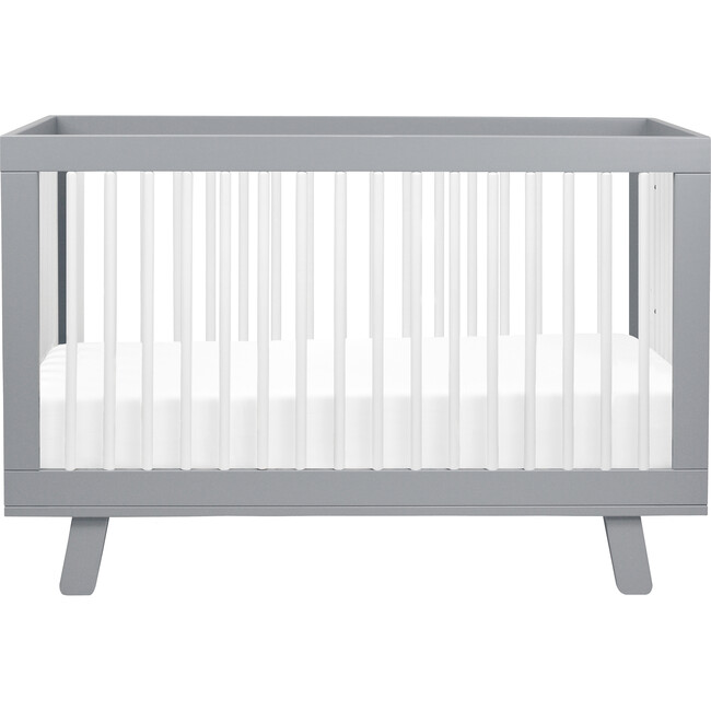 Hudson 3-in-1 Convertible Crib with Toddler Bed Conversion Kit, Grey/White