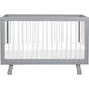 Hudson 3-in-1 Convertible Crib with Toddler Bed Conversion Kit, Grey/White - Cribs - 1 - thumbnail