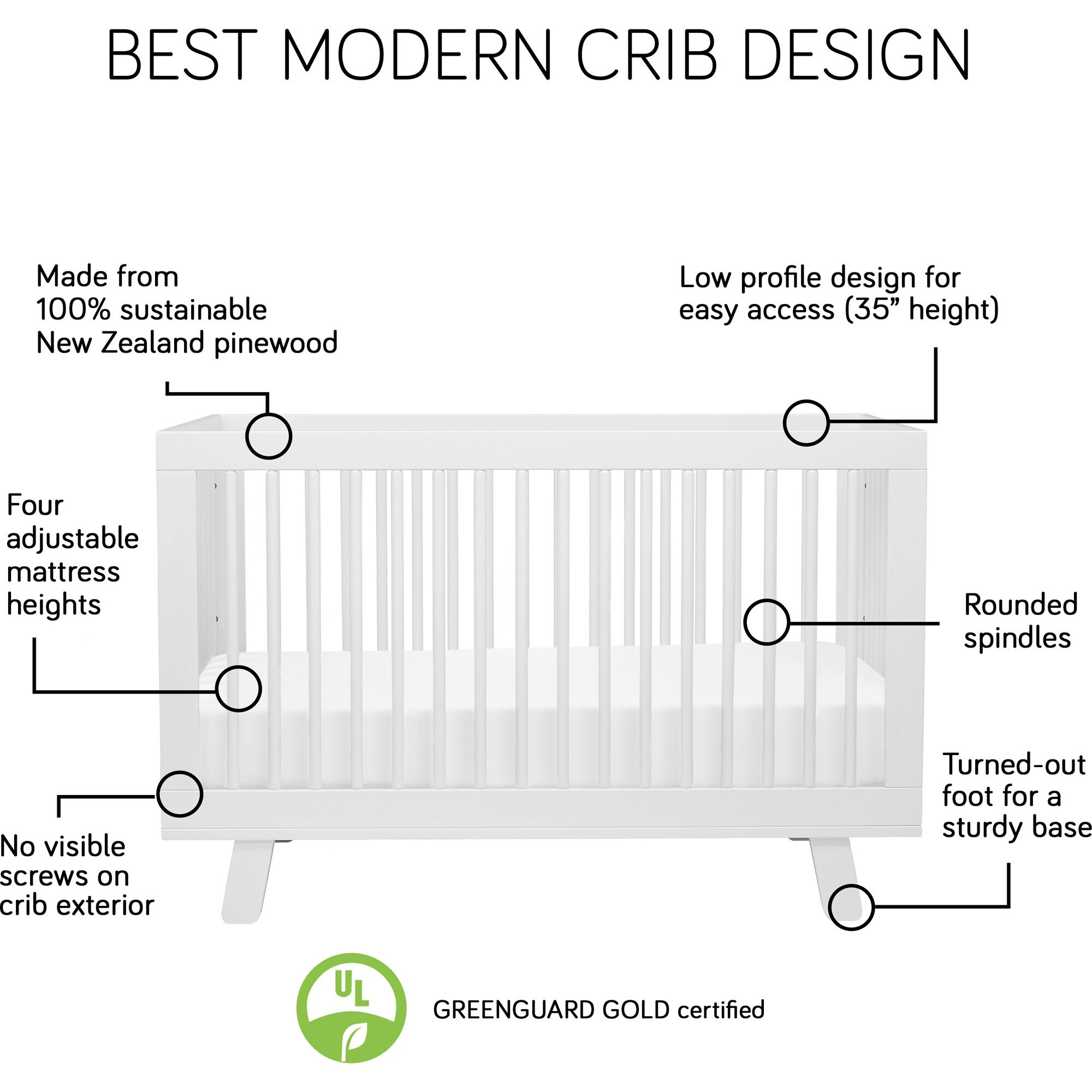 Hudson 3 in 1 Convertible Crib with Toddler Bed Conversion Kit Espresso Babyletto Cribs Bassinets Maisonette