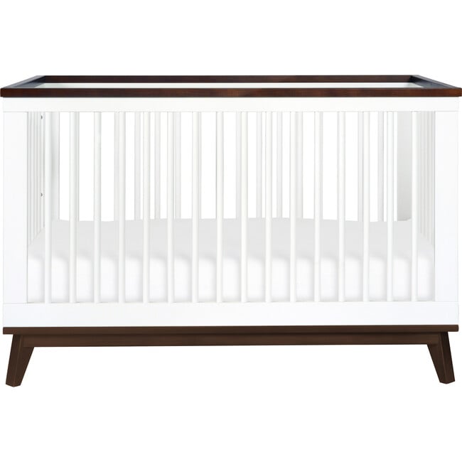 Scoot 3-in-1 Convertible Crib With Toddler Bed Conversion Kit, White/Walnut