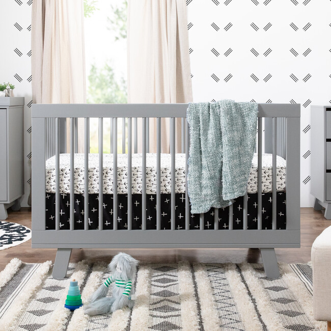 Hudson 3-in-1 Convertible Crib with Toddler Bed Conversion Kit, Grey