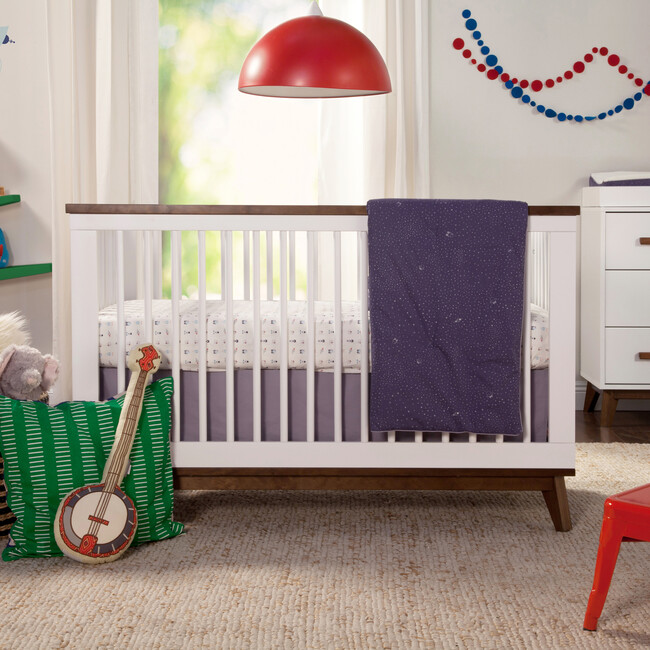 Scoot 3-in-1 Convertible Crib With Toddler Bed Conversion Kit, White/Walnut