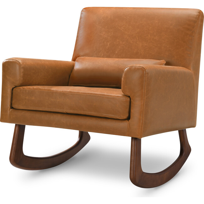 Sleepytime Rocker Tan Leather, Leather Glider And Ottoman