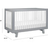 Hudson 3-in-1 Convertible Crib with Toddler Bed Conversion Kit, Grey/White - Cribs - 11