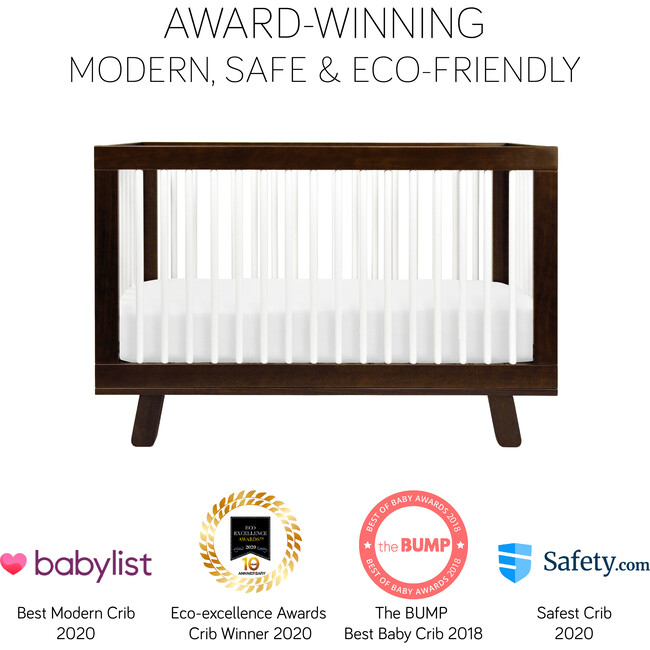 Hudson 3-in-1 Convertible Crib with Toddler Bed Conversion Kit, Espresso/White - Cribs - 9