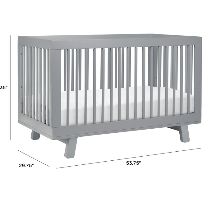 Hudson 3-in-1 Convertible Crib with Toddler Bed Conversion Kit, Grey - Cribs - 10