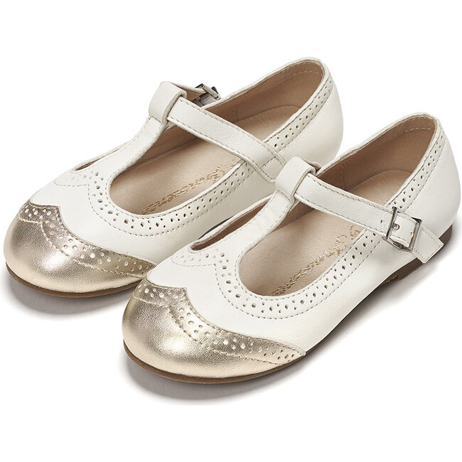 Kathryn, White & Gold - Mary Janes - 2