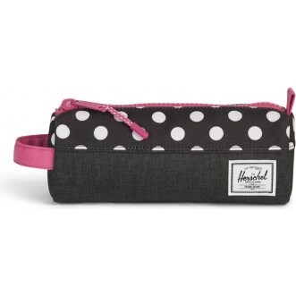 Settlement Pencil Case, Black Crosshatch/Polka Dot - School Supplies - 1