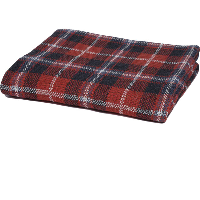 Cabin Plaid Throw, Ladybug/Slate - Throws - 1