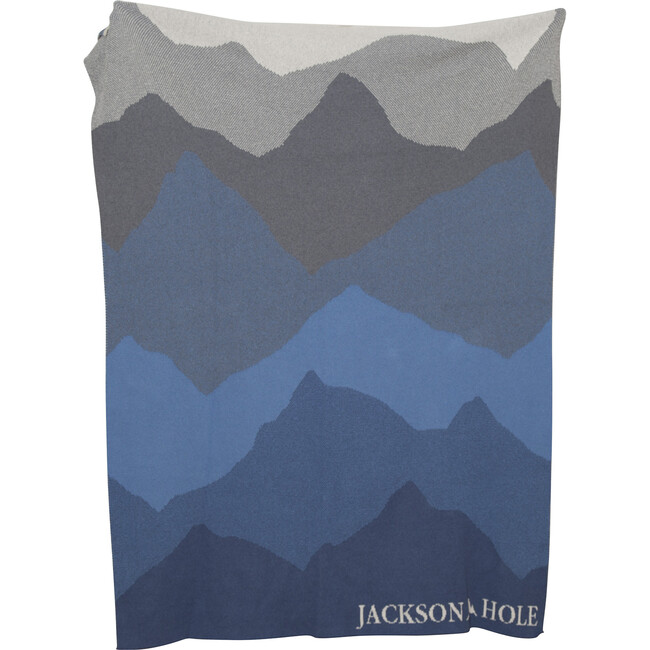 Monogrammed Eco Mountain Throw, Blue/Grey