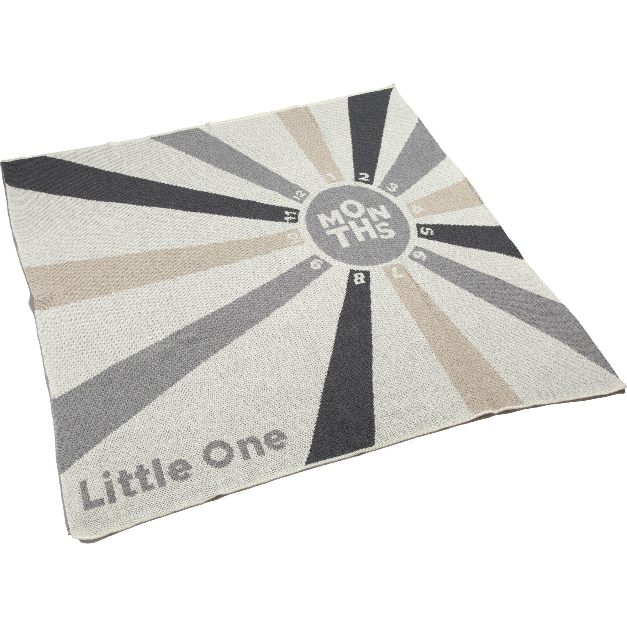 Monogrammed Eco Baby Milestone Throw, Pewter/Flax - Throws - 1