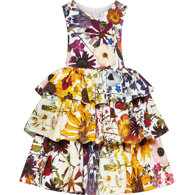 Tiered Cloque Dress, Pressed Flower - Dresses - 1
