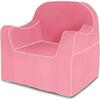 Monogrammable Reader Chair, Pink with White Piping - Kids Seating - 1 - thumbnail