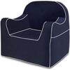 Monogrammable Reader Chair, Navy Blue with White Piping - Kids Seating - 1 - thumbnail