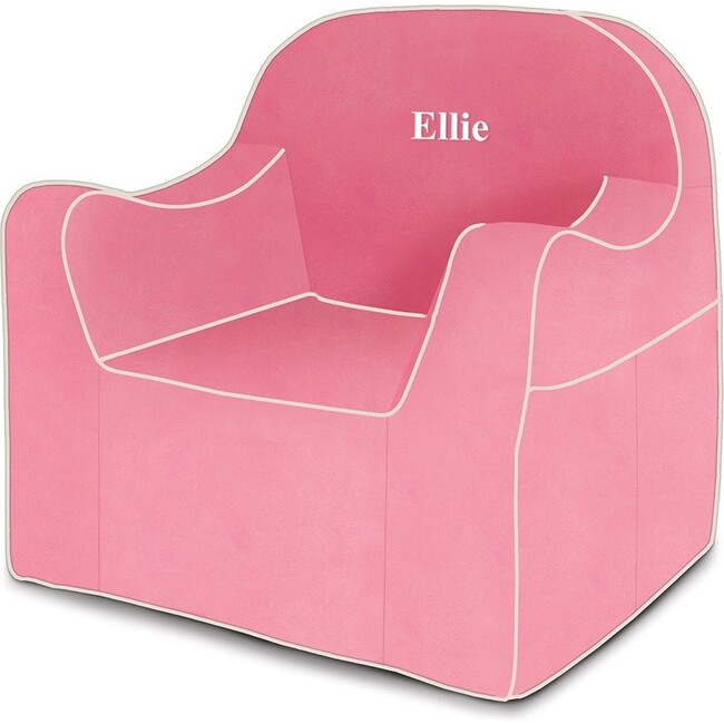 Monogrammable Reader Chair, Pink with White Piping - Kids Seating - 2