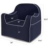 Monogrammable Reader Chair, Navy Blue with White Piping - Kids Seating - 3