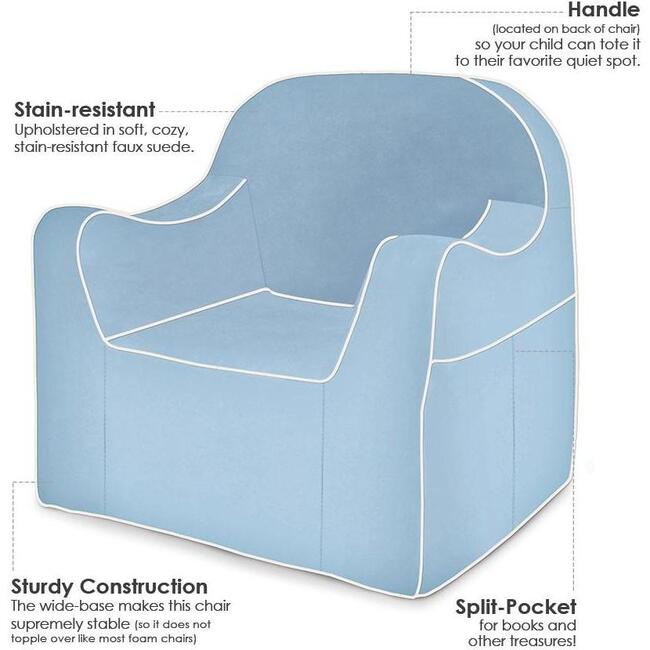 Monogrammable Reader Chair, Light Blue - Kids Seating - 5