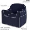 Monogrammable Reader Chair, Navy Blue with White Piping - Kids Seating - 6