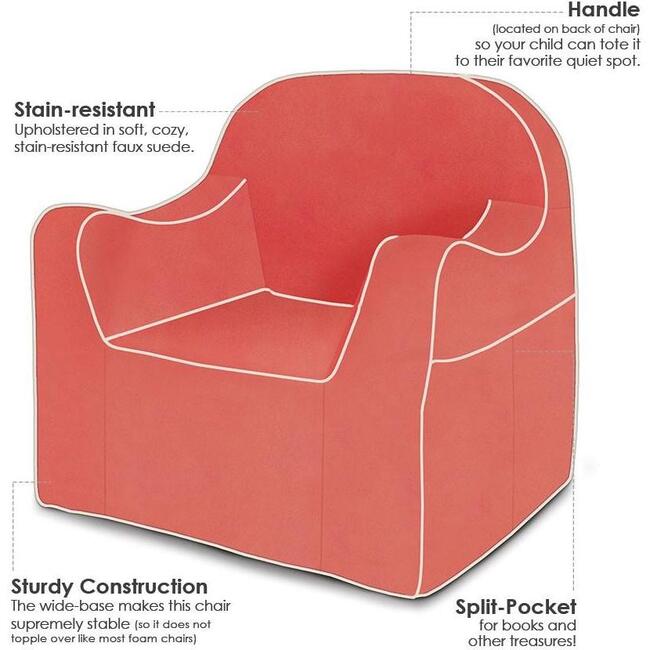 Monogrammable Reader Chair, Coral - Kids Seating - 5