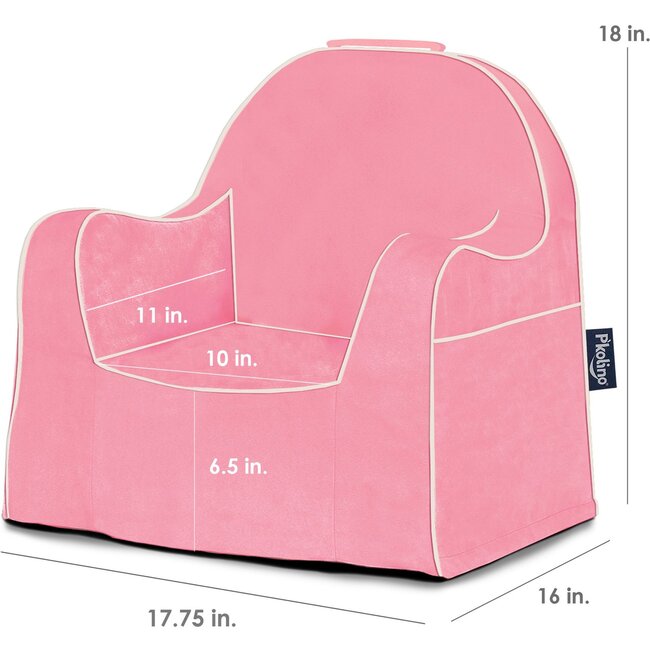 Monogrammable Little Reader Chair, Light Pink with White Piping - Kids Seating - 3
