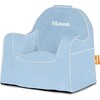 Monogrammable Little Reader Chair, Light Blue with White Piping - Kids Seating - 2
