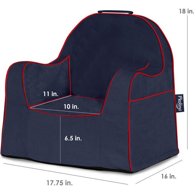 Monogrammable Little Reader Toddler Chair, Navy with Red Piping - Kids Seating - 4
