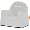 Monogrammable Little Reader Chair, Grey with White Piping - Kids Seating - 2
