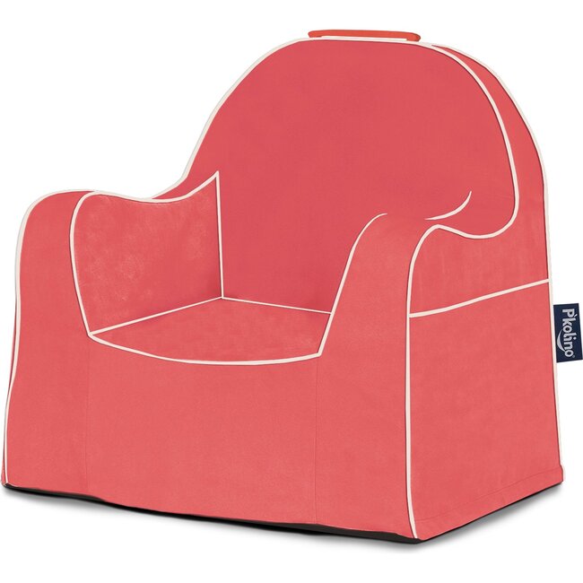 Monogrammable Little Reader Chair, Coral with White Piping
