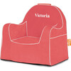 Monogrammable Little Reader Chair, Coral with White Piping - Kids Seating - 2