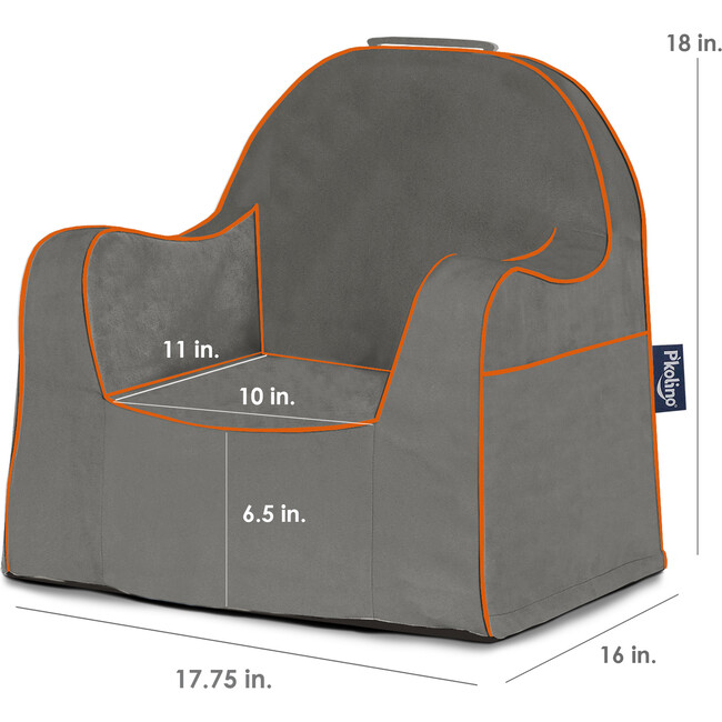 Monogrammable Little Reader Toddler Chair, Dark Grey with Orange Piping - Kids Seating - 4