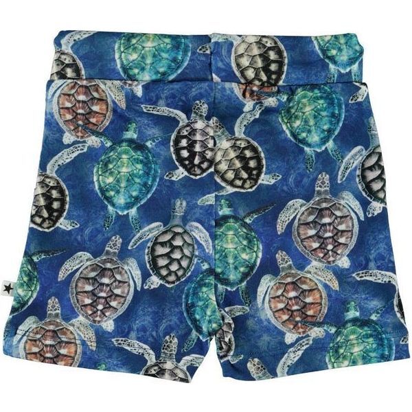 Turtle Print Shorts, Blue