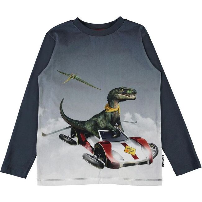 Futuristic Dino T-Shirt, Blue - Tees - 1