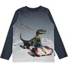 Futuristic Dino T-Shirt, Blue - Tees - 1 - thumbnail