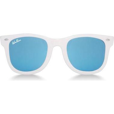 Polarized Sunglasses, White with Sky Blue