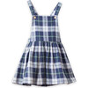Pinafore Dress, Navy & Green Plaid - Dresses - 1 - thumbnail