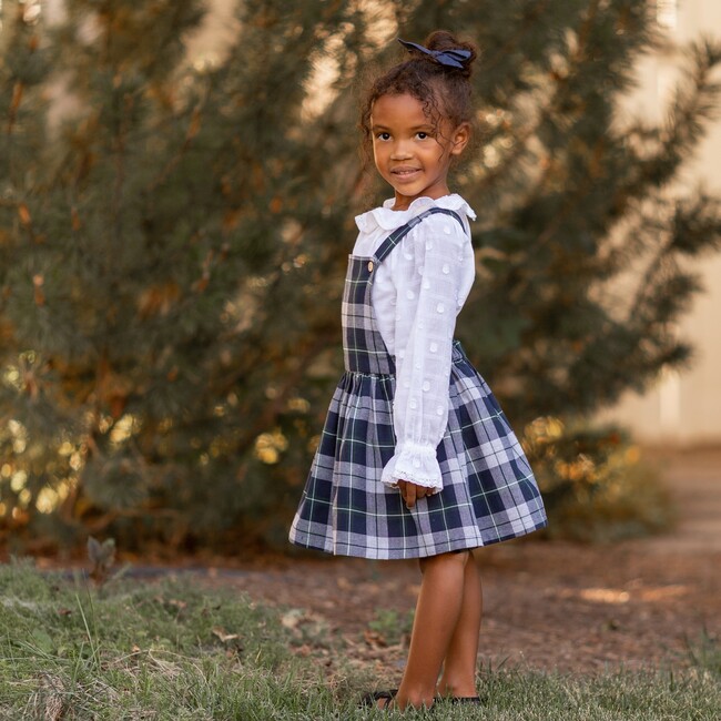 Pinafore Dress, Navy & Green Plaid - Dresses - 2