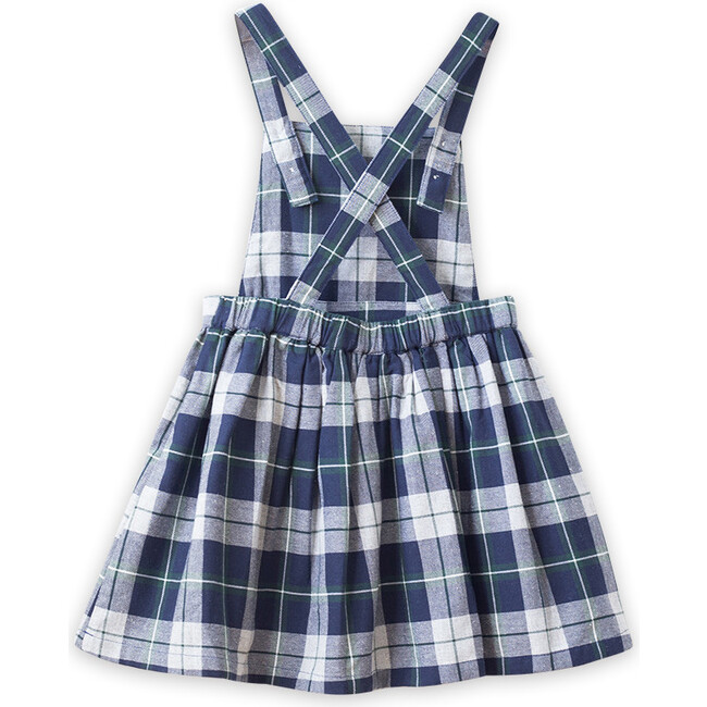 Pinafore Dress, Navy & Green Plaid - Dresses - 3